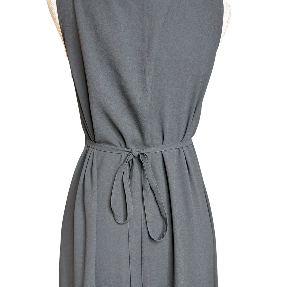 Eileen Fisher Silk Georgette Maxi Dress Petite M Gray Minimalist Casual Work - Picture 5 of 8